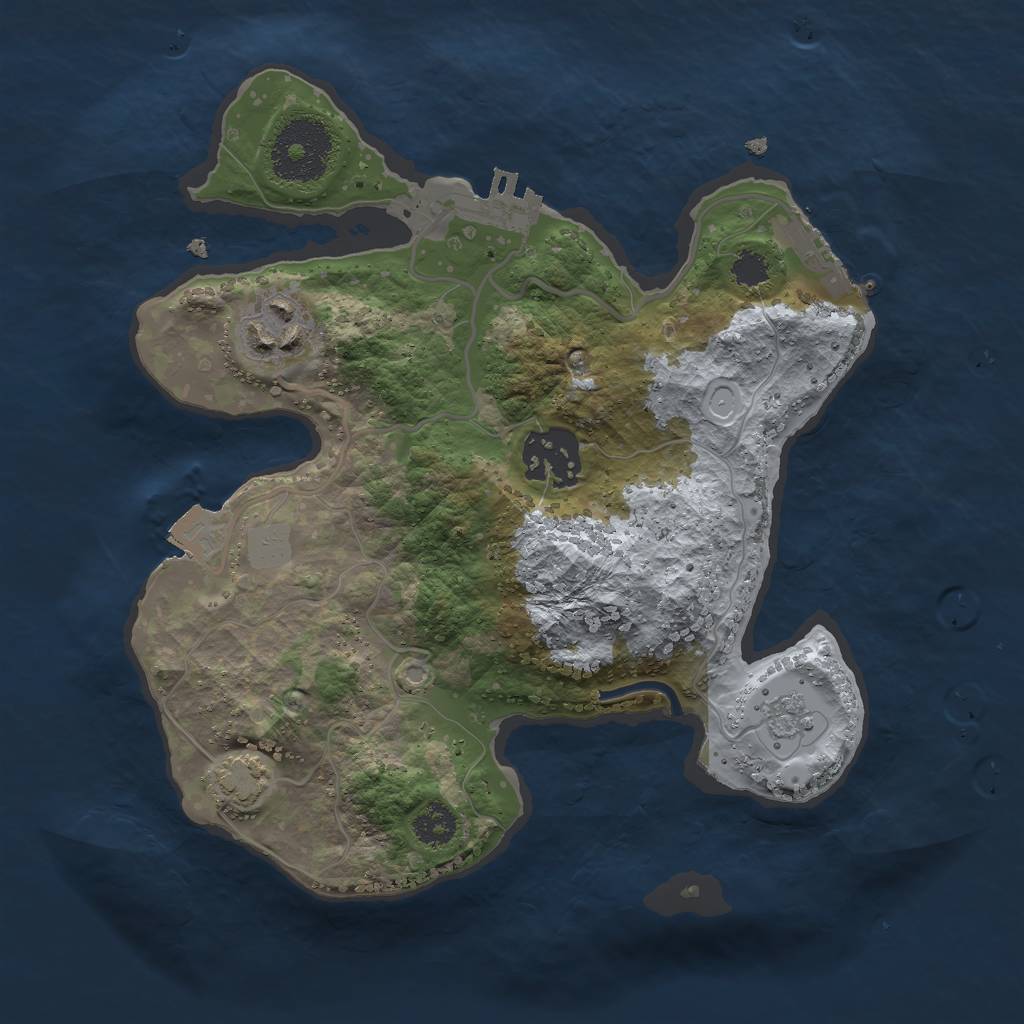 Rust Map: Procedural Map, Size: 2500, Seed: 353611550, 9 Monuments