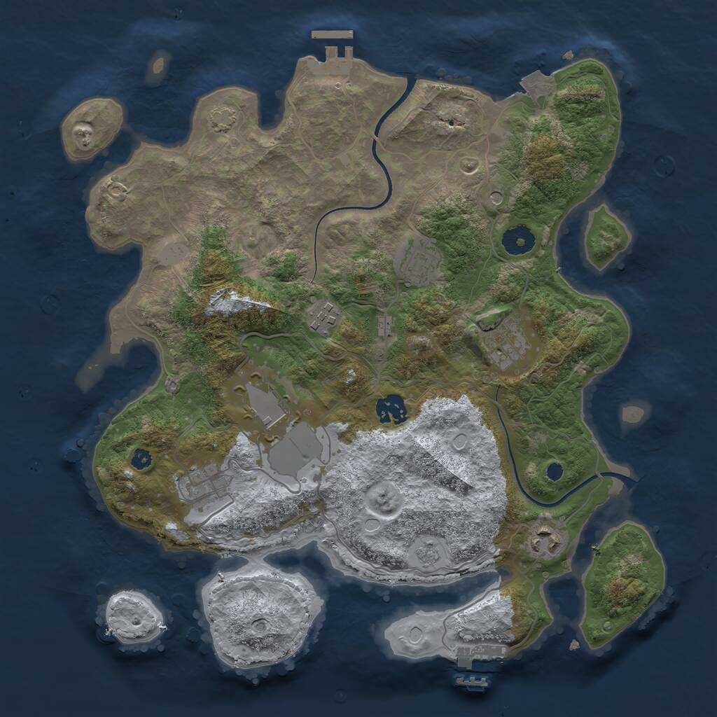 Rust Map: Procedural Map, Size: 3500, Seed: 43885, 13 Monuments