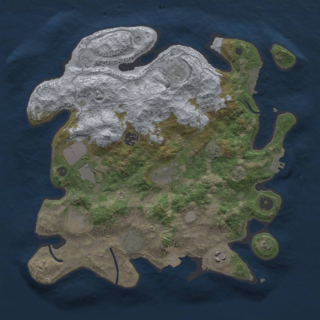 Rust Map: Procedural Map, Size: 3500, Seed: 682295020, 16 Monuments