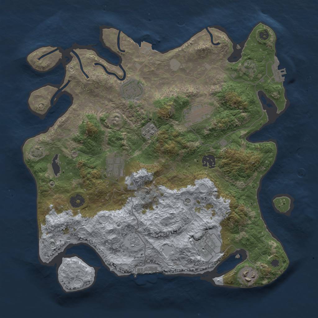 Rust Map: Procedural Map, Size: 3400, Seed: 1490864001, 15 Monuments