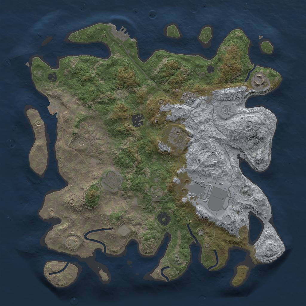 Rust Map: Procedural Map, Size: 3500, Seed: 1368196249, 13 Monuments