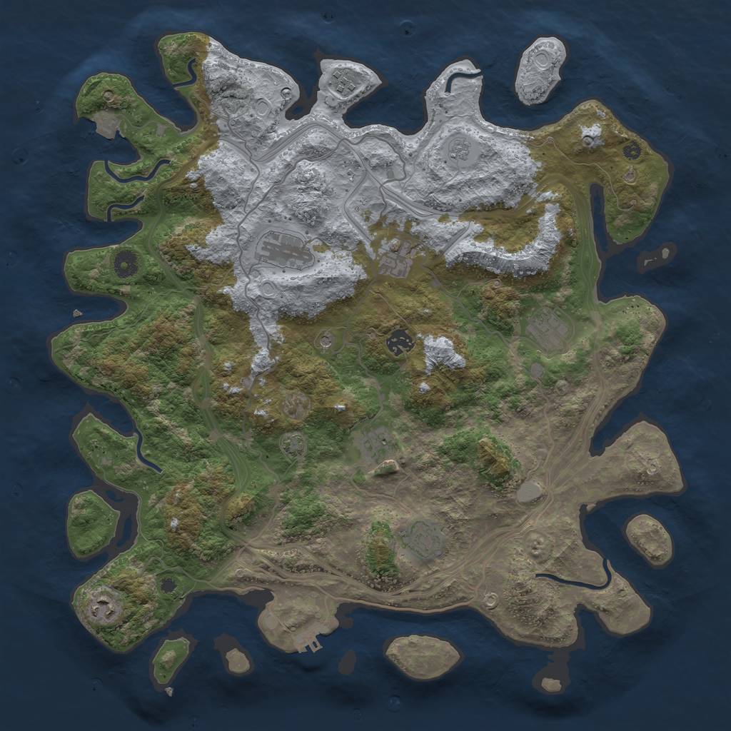 Rust Map: Procedural Map, Size: 4250, Seed: 1186303548, 15 Monuments