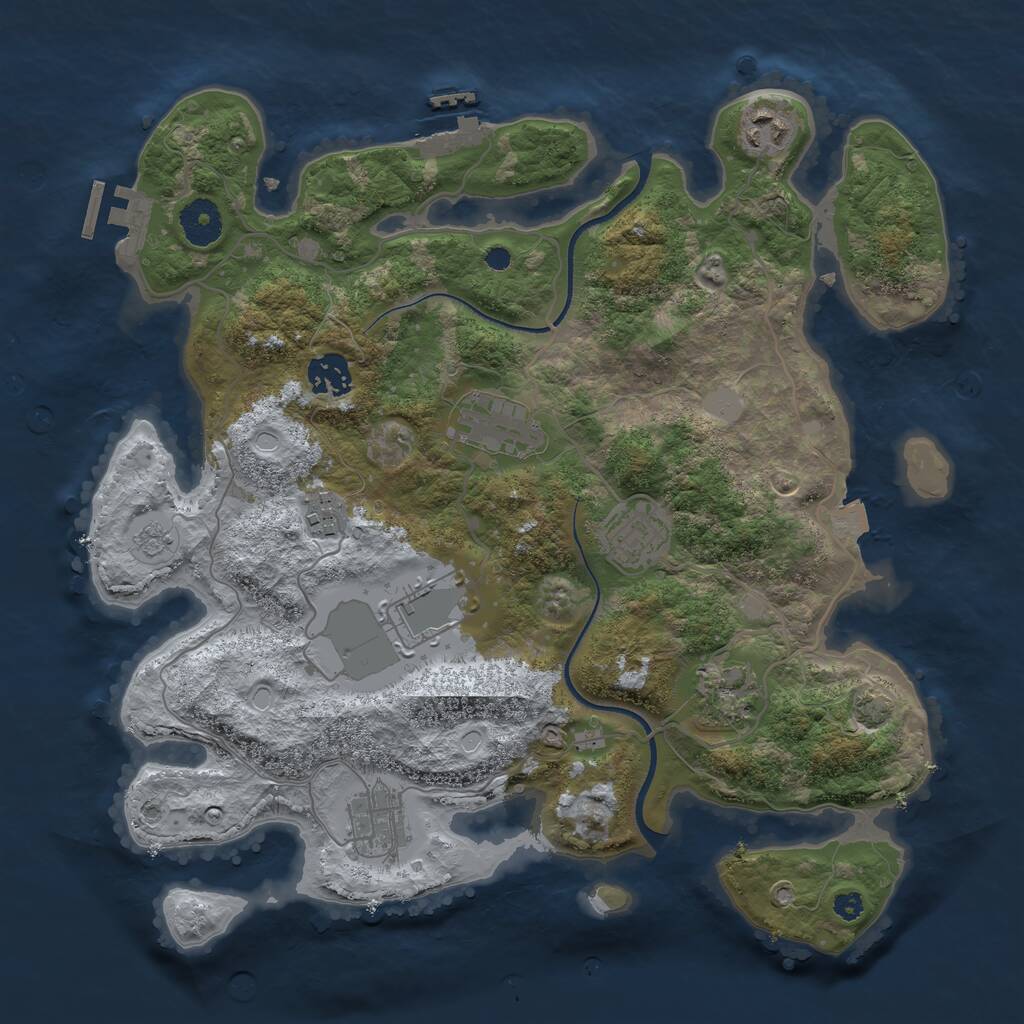 Rust Map: Procedural Map, Size: 3500, Seed: 735060874, 13 Monuments