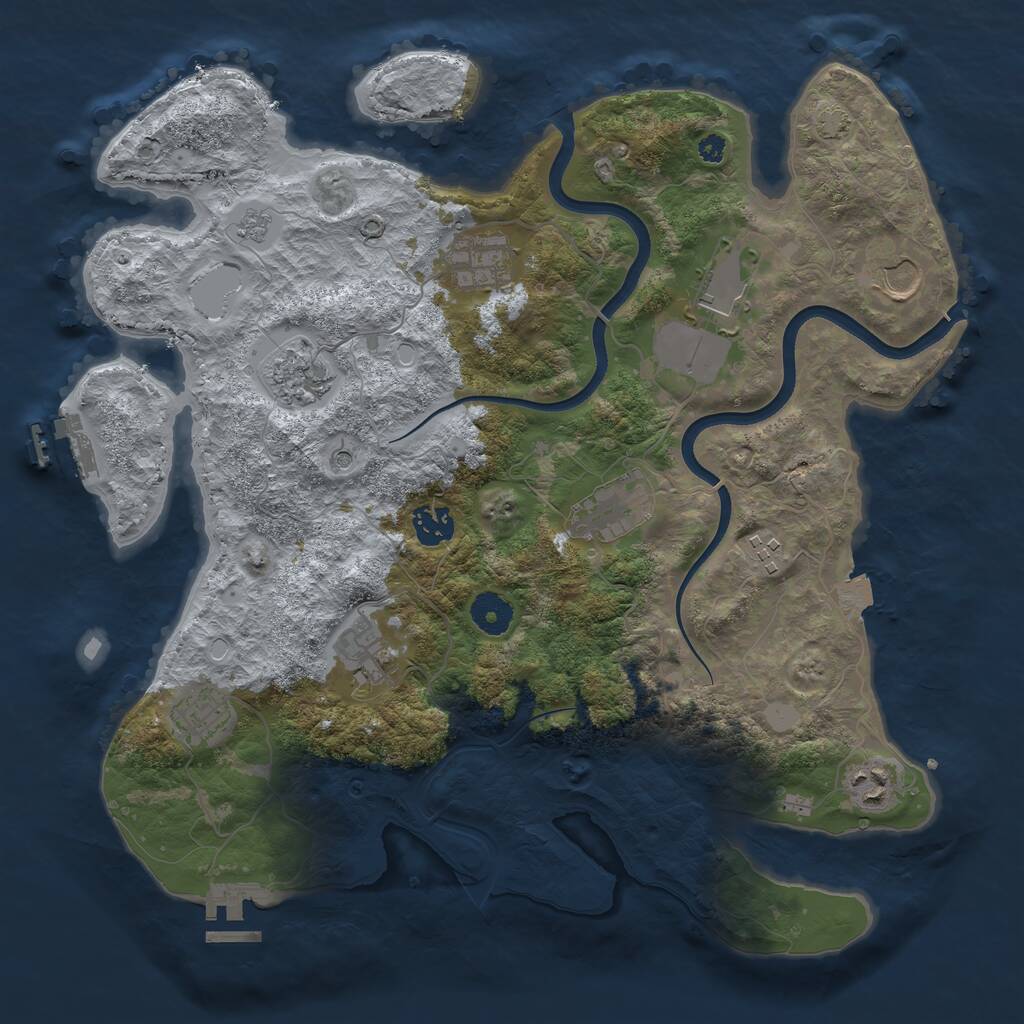Rust Map: Procedural Map, Size: 3700, Seed: 564217250, 16 Monuments