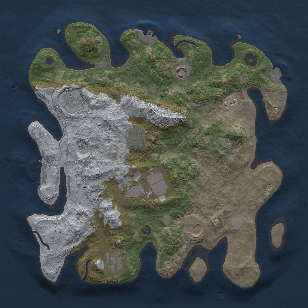 Rust Map: Procedural Map, Size: 3500, Seed: 9410, 16 Monuments