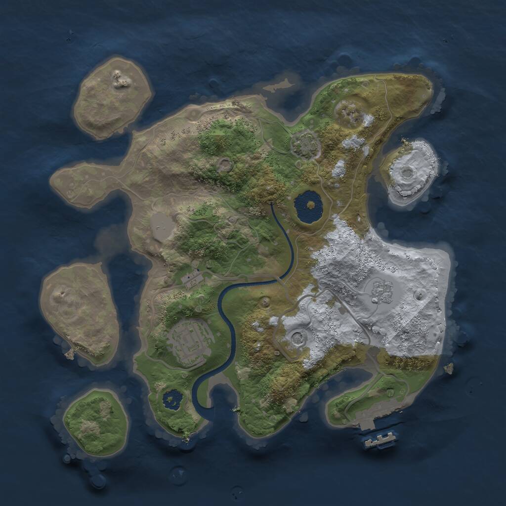 Rust Map: Procedural Map, Size: 2500, Seed: 588556, 6 Monuments