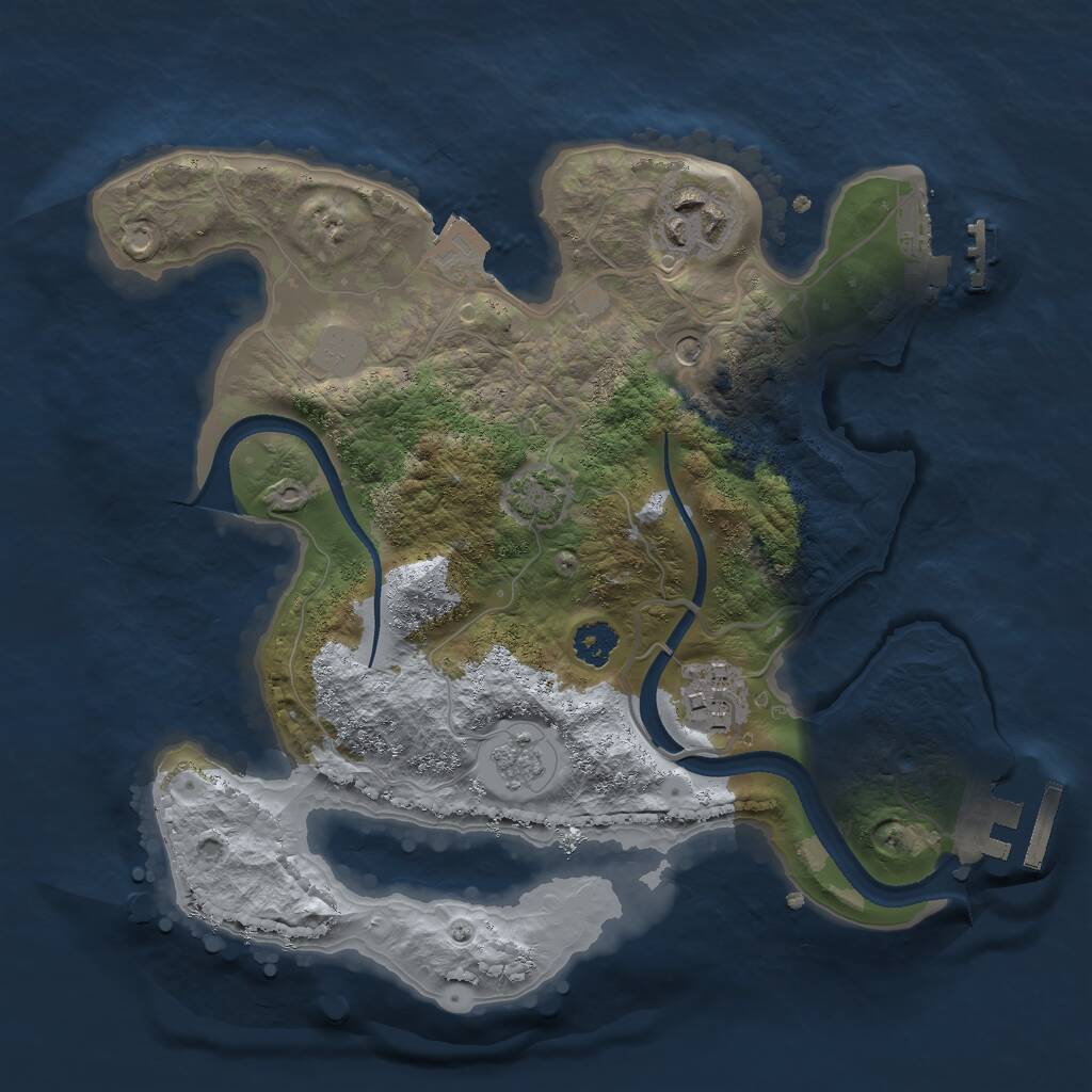 Rust Map: Procedural Map, Size: 2500, Seed: 1555163983, 8 Monuments