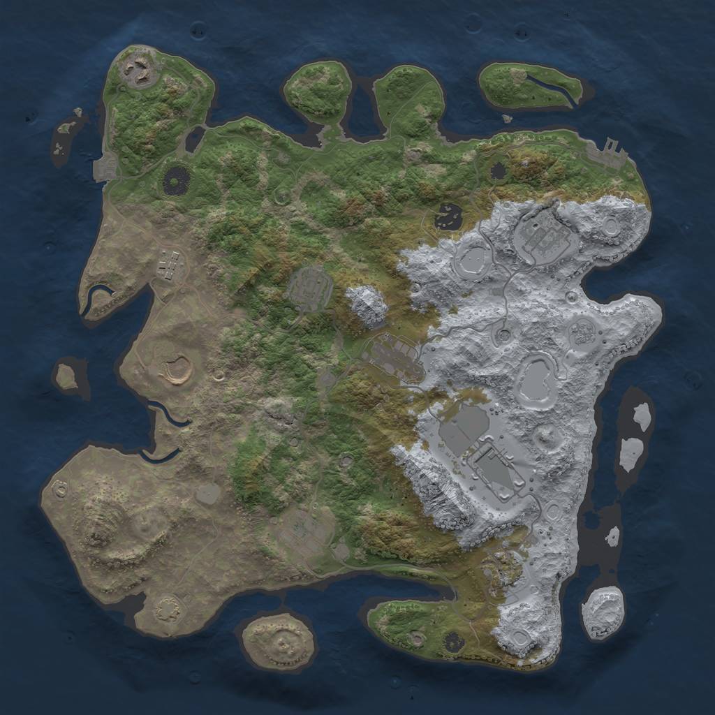 Rust Map: Procedural Map, Size: 3750, Seed: 1096500498, 17 Monuments