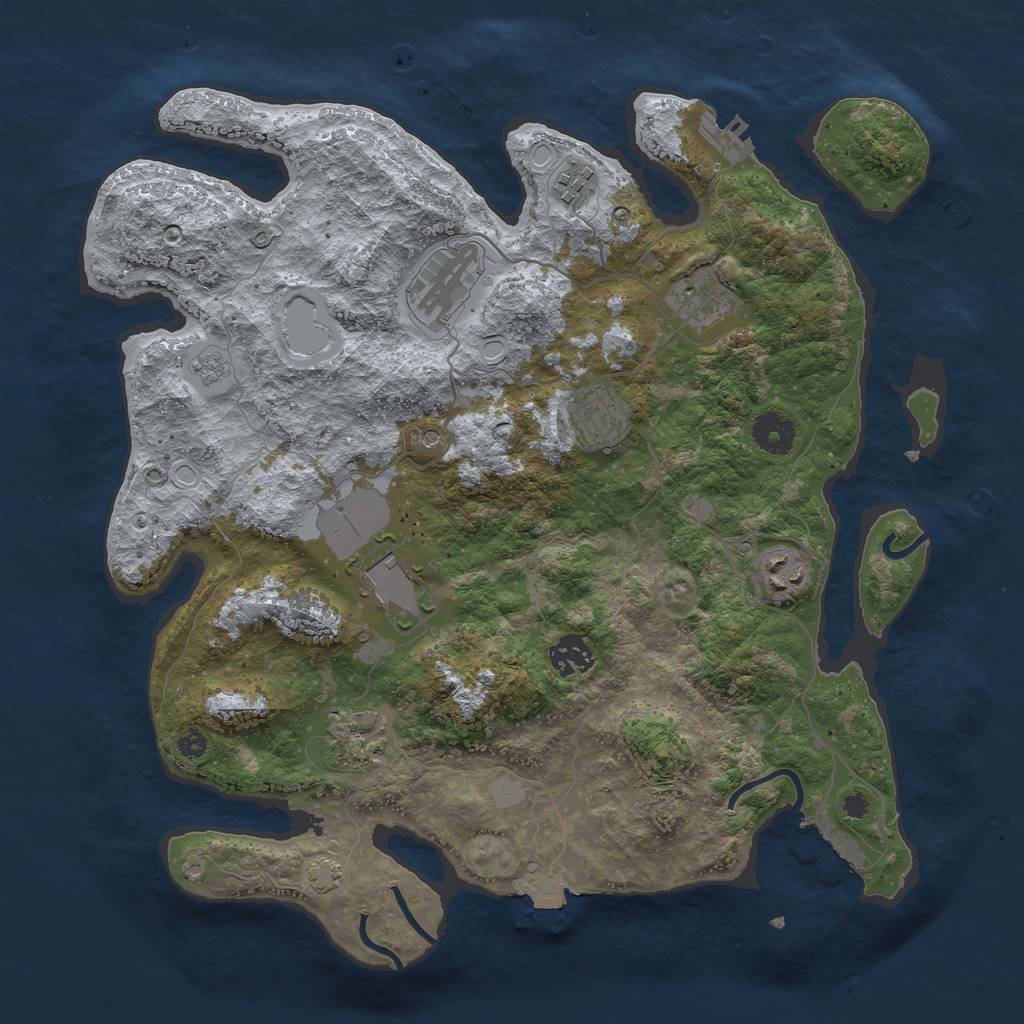 Rust Map: Procedural Map, Size: 3650, Seed: 97532314, 16 Monuments