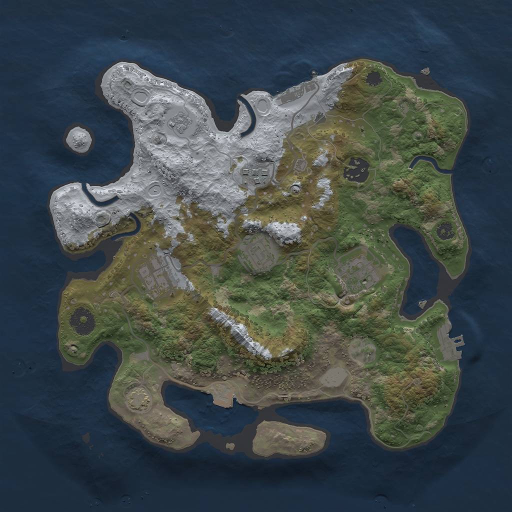Rust Map: Procedural Map, Size: 3000, Seed: 2042979427, 12 Monuments