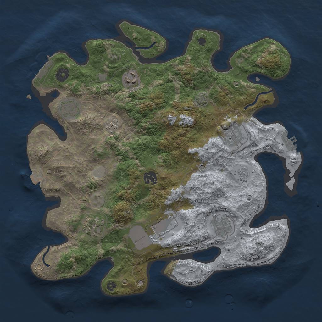 Rust Map: Procedural Map, Size: 3500, Seed: 579897192, 16 Monuments