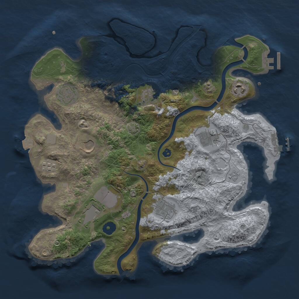 Rust Map: Procedural Map, Size: 3500, Seed: 579897192, 14 Monuments