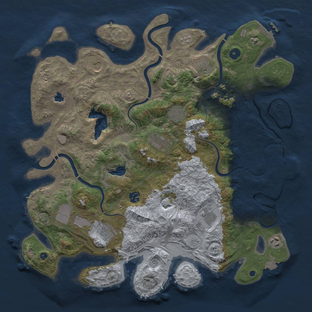 Rust Map: Procedural Map, Size: 4300, Seed: 77114477, 16 Monuments