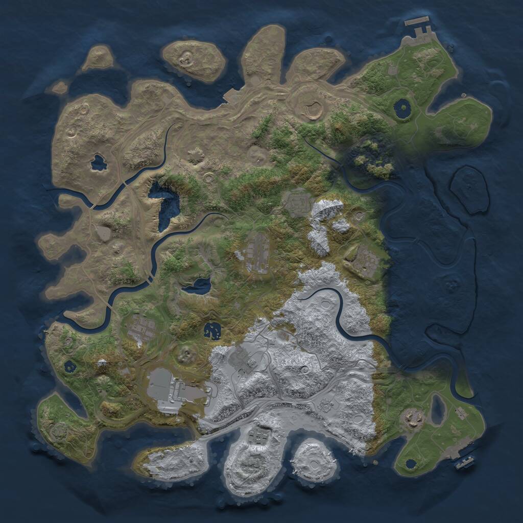 Rust Map: Procedural Map, Size: 4300, Seed: 77114477, 16 Monuments