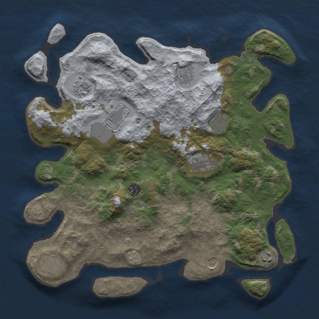 Rust Map: Barren, Size: 3900, Seed: 50840447, 14 Monuments