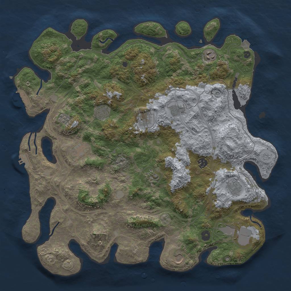 Rust Map: Procedural Map, Size: 4400, Seed: 54537209, 19 Monuments