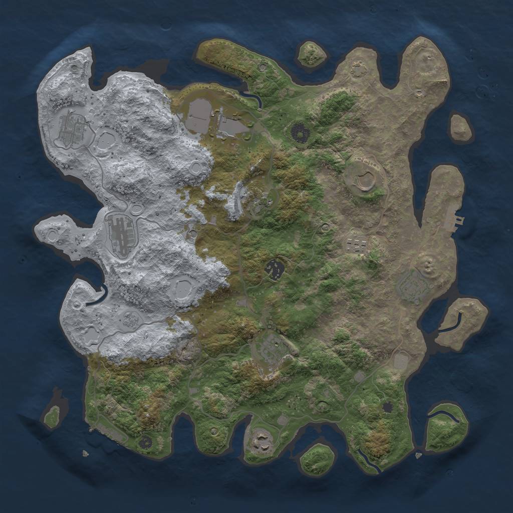 Rust Map: Procedural Map, Size: 3950, Seed: 38044392, 18 Monuments