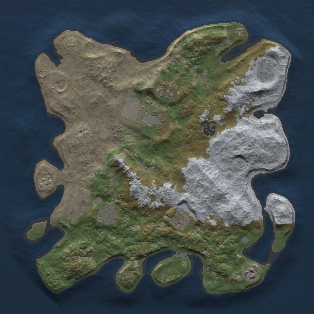 Rust Map: Barren, Size: 3700, Seed: 6968182, 14 Monuments