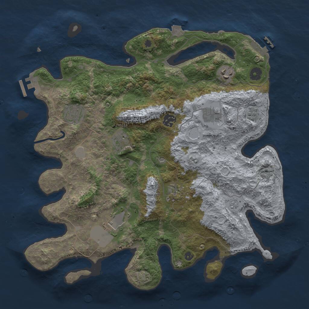 Rust Map: Procedural Map, Size: 3650, Seed: 12065491, 14 Monuments