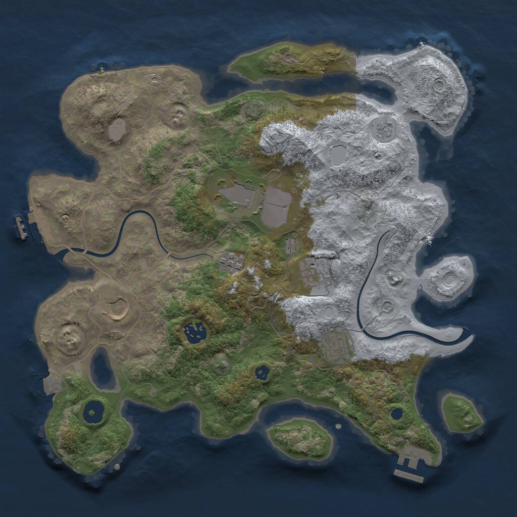 Rust Map: Procedural Map, Size: 3500, Seed: 213096769, 12 Monuments