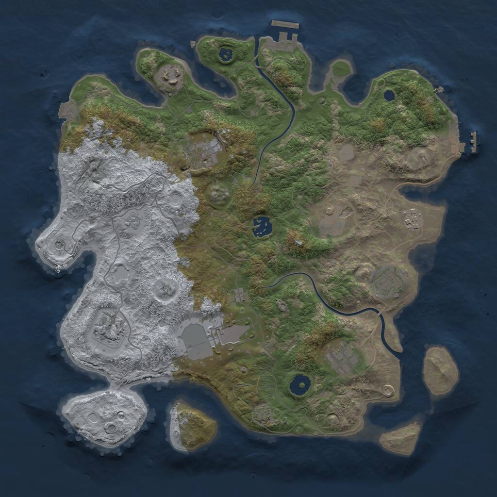 Rust Map: Procedural Map, Size: 3650, Seed: 31285000, 15 Monuments