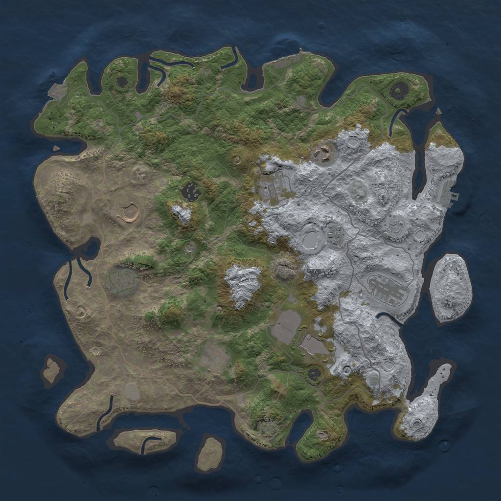 Rust Map: Procedural Map, Size: 4000, Seed: 769591821, 17 Monuments