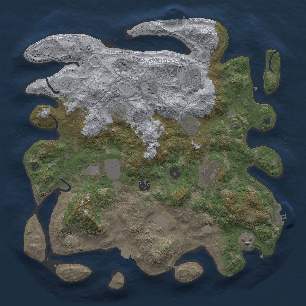 Rust Map: Procedural Map, Size: 3850, Seed: 447212288, 17 Monuments