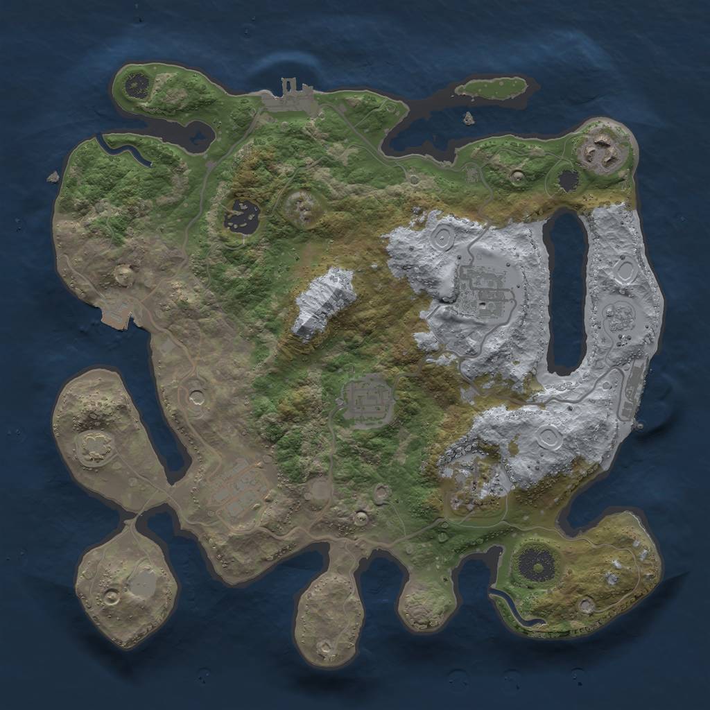 Rust Map: Procedural Map, Size: 3000, Seed: 708317898, 14 Monuments