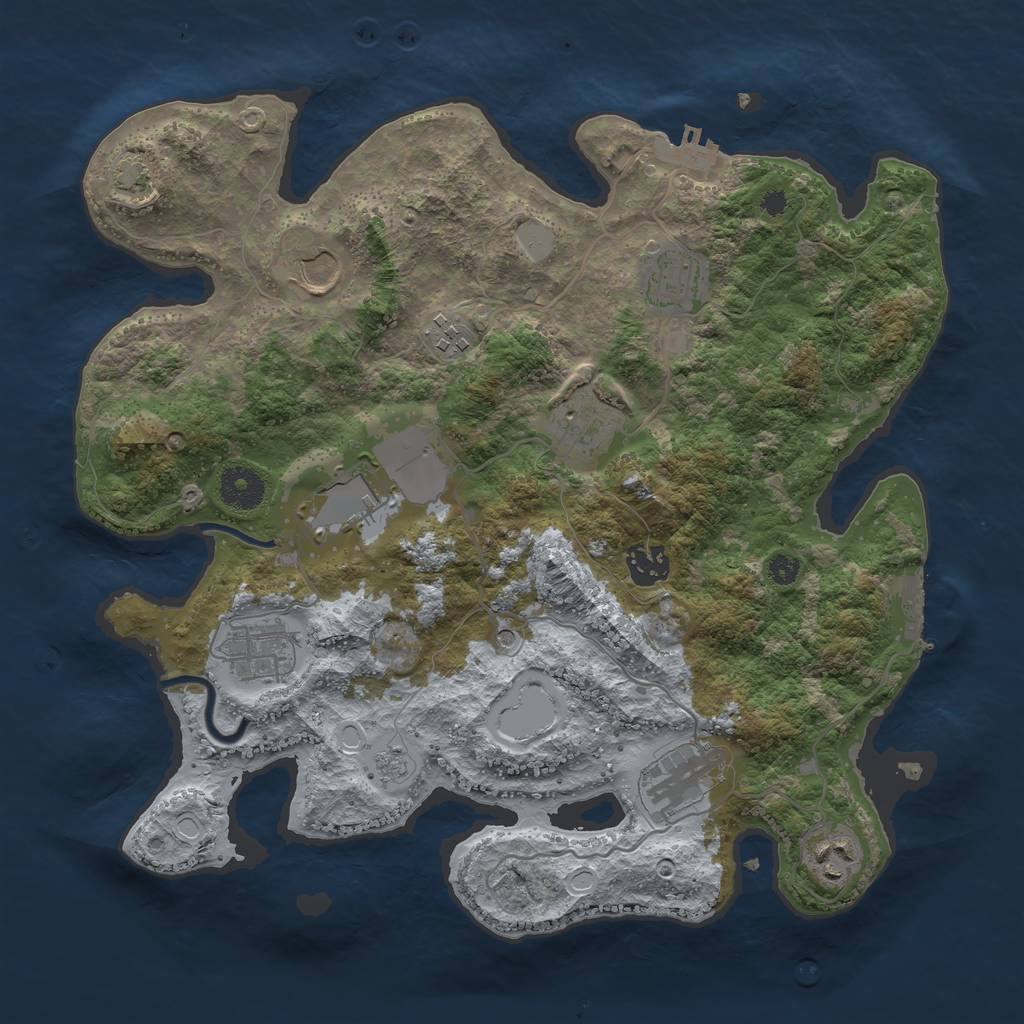 Rust Map: Procedural Map, Size: 3500, Seed: 512204450, 17 Monuments