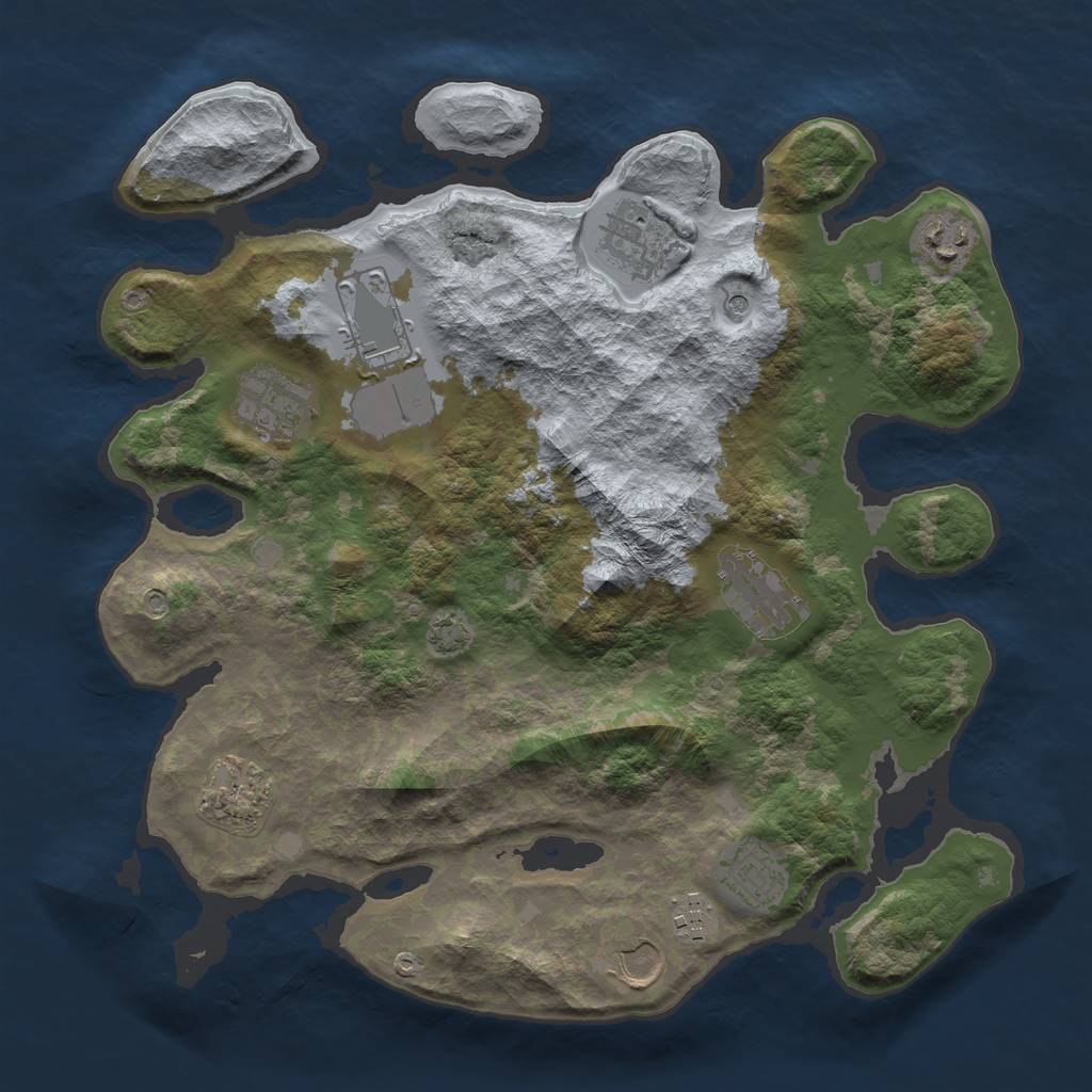 Rust Map: Barren, Size: 3500, Seed: 944177181, 13 Monuments