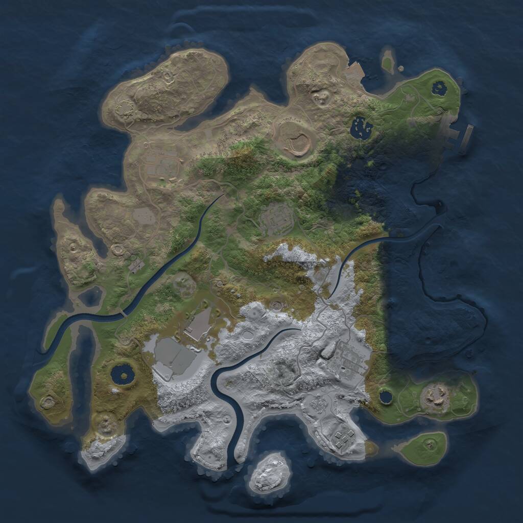 Rust Map: Procedural Map, Size: 3500, Seed: 96498635, 13 Monuments