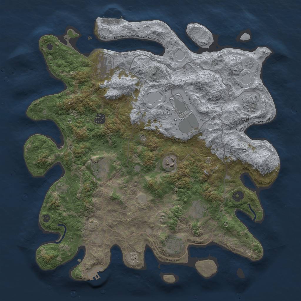 Rust Map: Procedural Map, Size: 4000, Seed: 2107385769, 17 Monuments