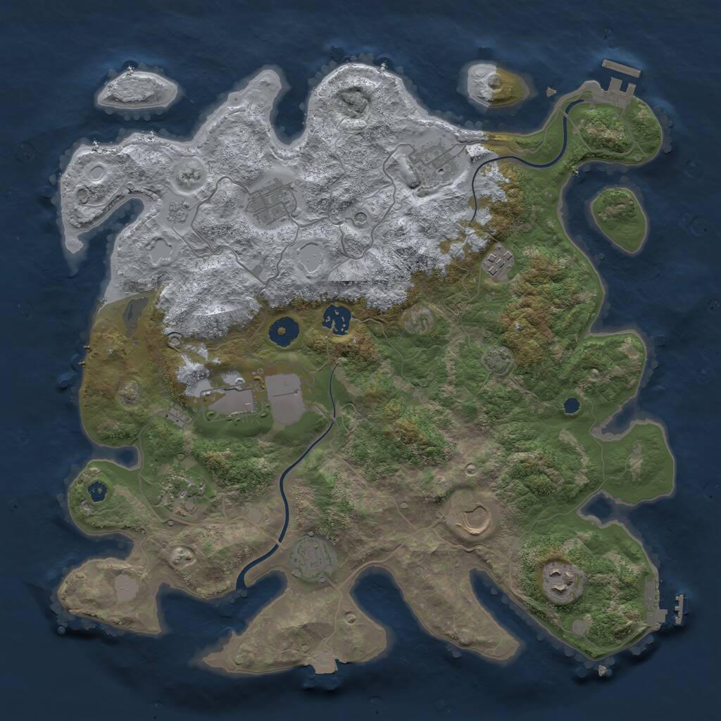 Rust Map: Procedural Map, Size: 3750, Seed: 18433633, 15 Monuments