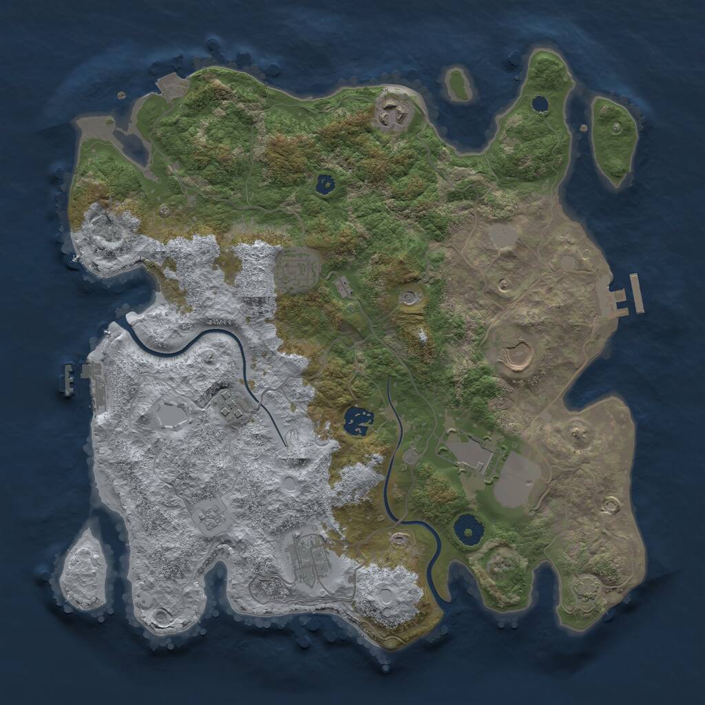 Rust Map: Procedural Map, Size: 3550, Seed: 28750040, 13 Monuments