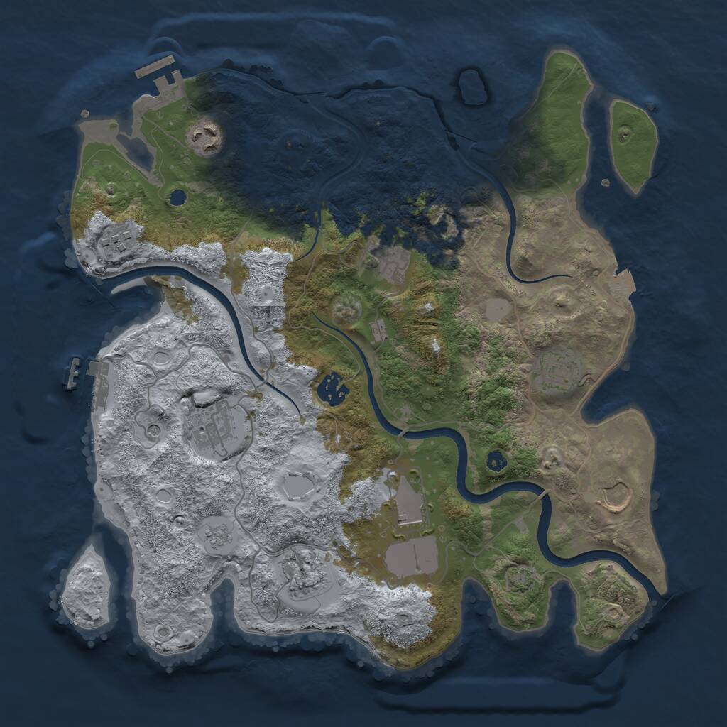 Rust Map: Procedural Map, Size: 3550, Seed: 28750040, 15 Monuments