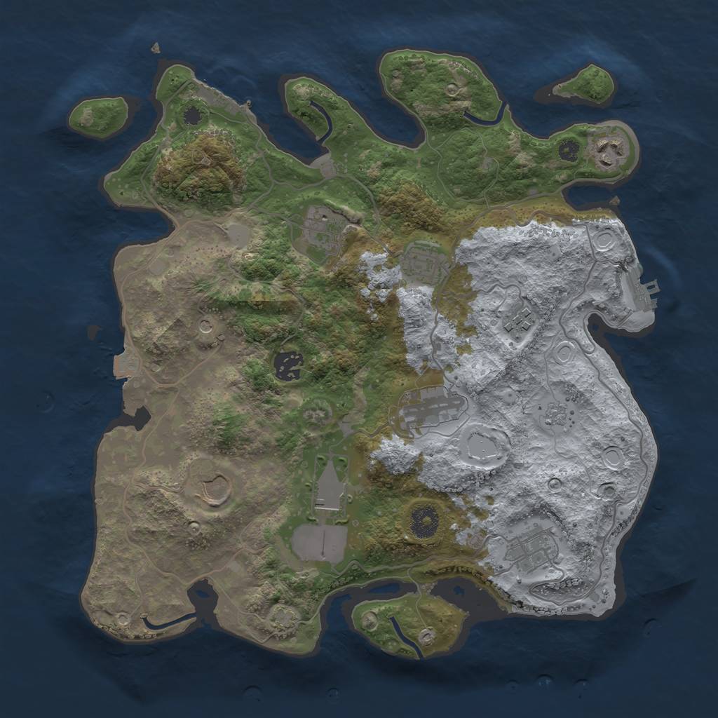 Rust Map: Procedural Map, Size: 3500, Seed: 1009287882, 17 Monuments