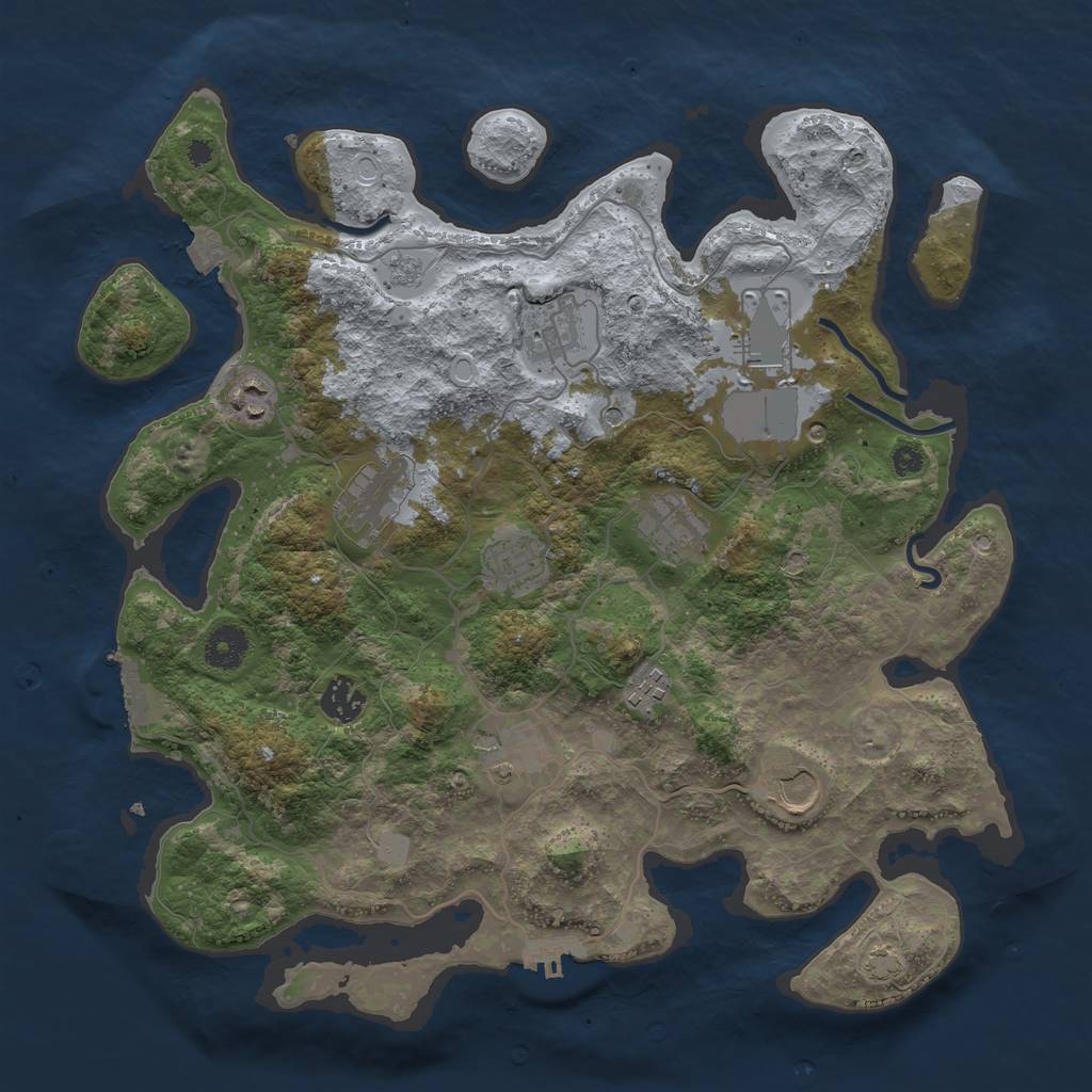Rust Map: Procedural Map, Size: 3750, Seed: 697995703, 18 Monuments
