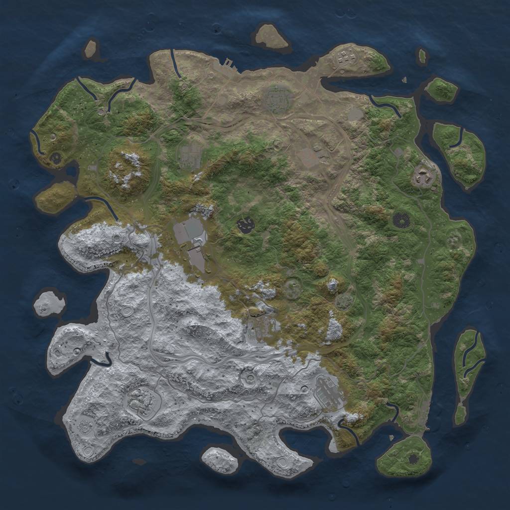 Rust Map: Procedural Map, Size: 4500, Seed: 4231, 18 Monuments