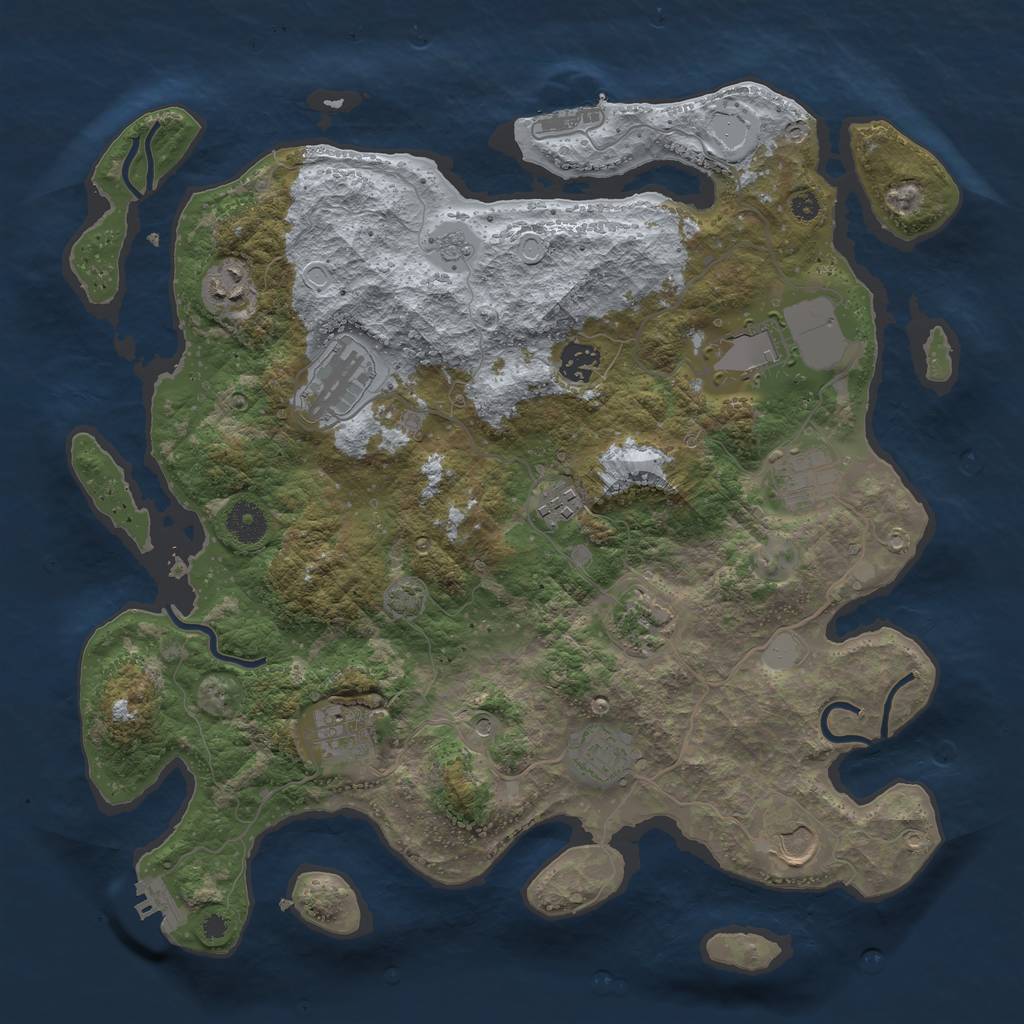 Rust Map: Procedural Map, Size: 3800, Seed: 1212866423, 18 Monuments