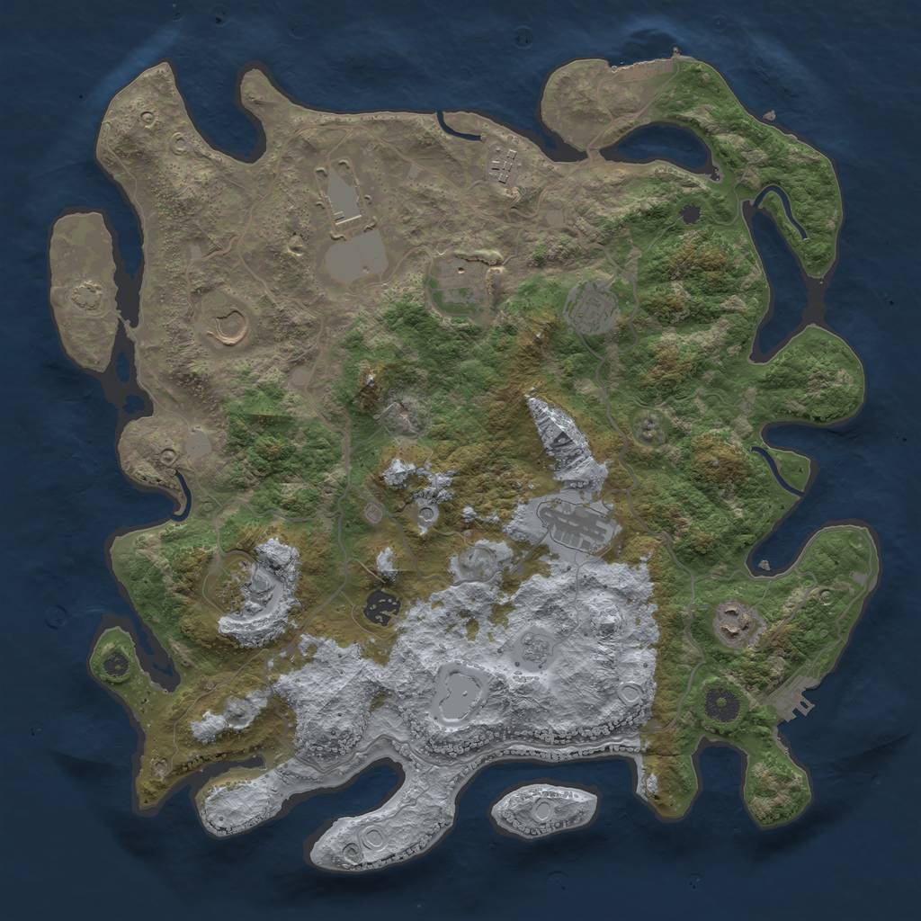 Rust Map: Procedural Map, Size: 4000, Seed: 592534821, 17 Monuments