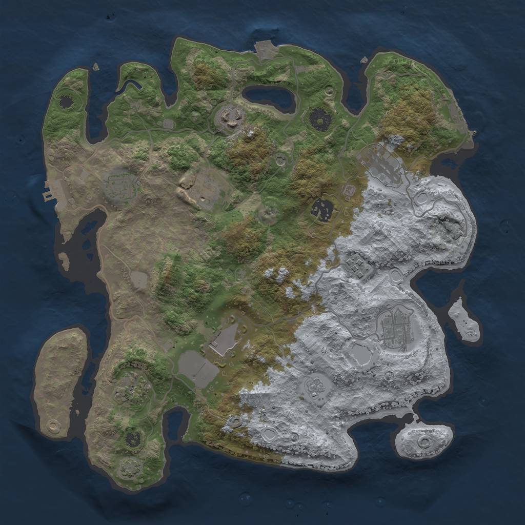 Rust Map: Procedural Map, Size: 3500, Seed: 1890807525, 17 Monuments