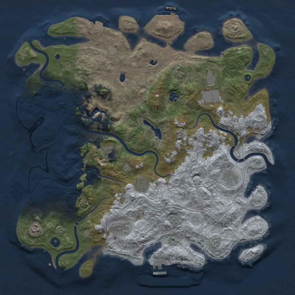 Rust Map: Procedural Map, Size: 4500, Seed: 104334356, 15 Monuments