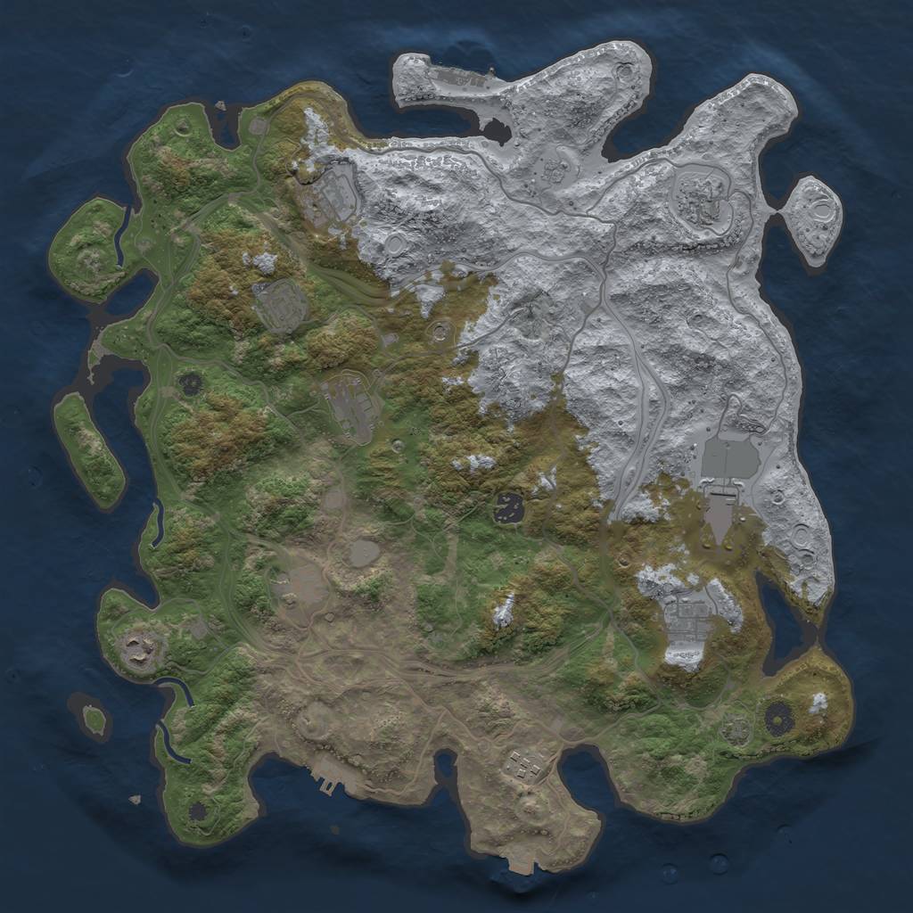 Rust Map: Procedural Map, Size: 4250, Seed: 58880324, 18 Monuments