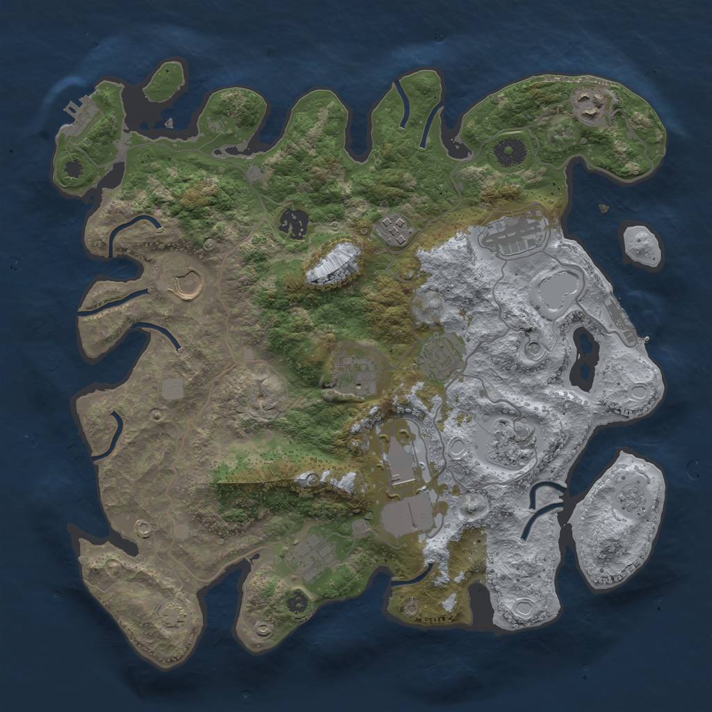 Rust Map: Procedural Map, Size: 3550, Seed: 11474177, 18 Monuments