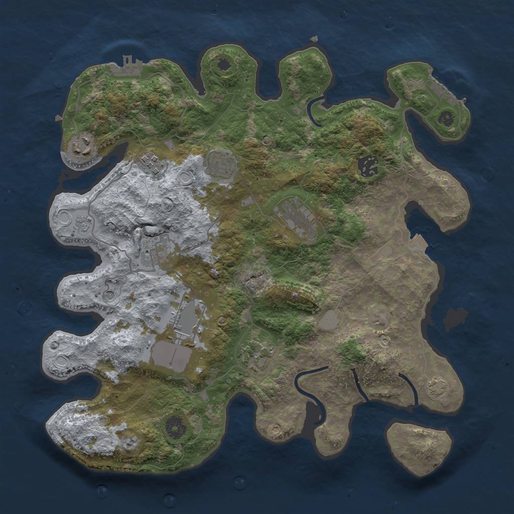 Rust Map: Procedural Map, Size: 3500, Seed: 152812472, 16 Monuments