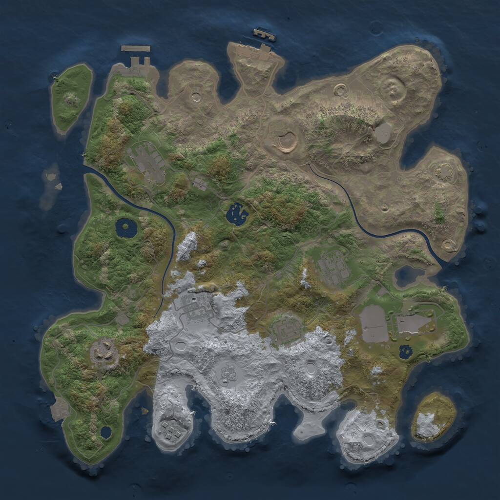 Rust Map: Procedural Map, Size: 3500, Seed: 1509213519, 15 Monuments