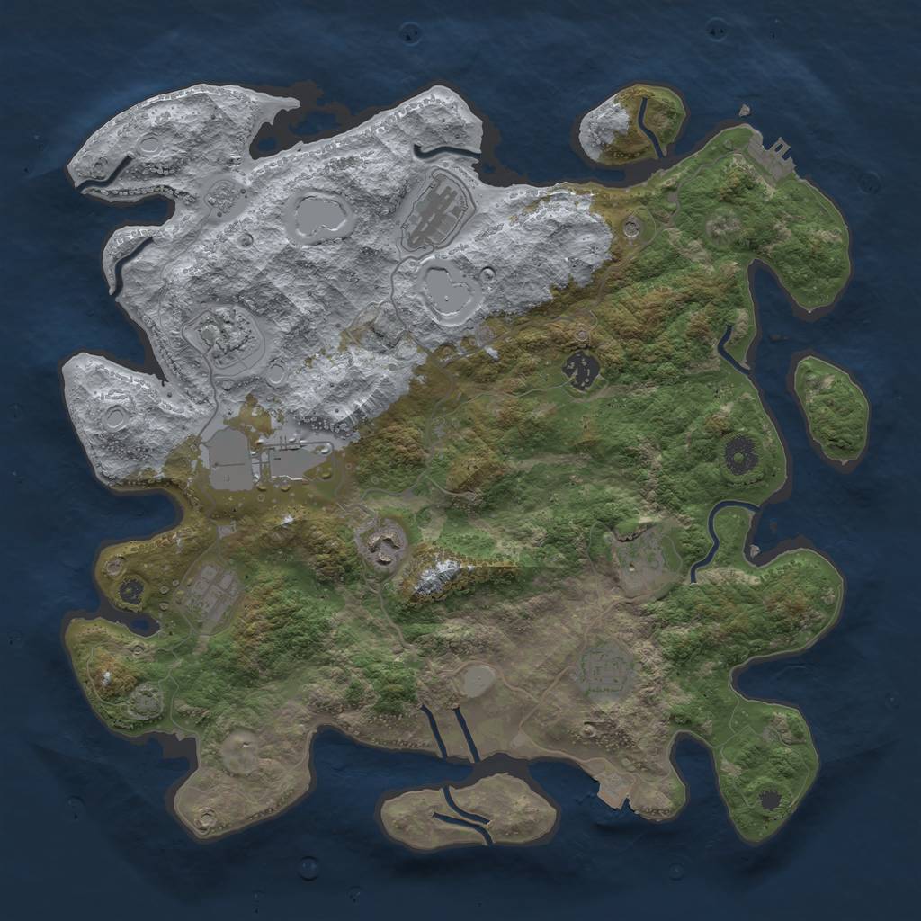 Rust Map: Procedural Map, Size: 3850, Seed: 297711872, 15 Monuments