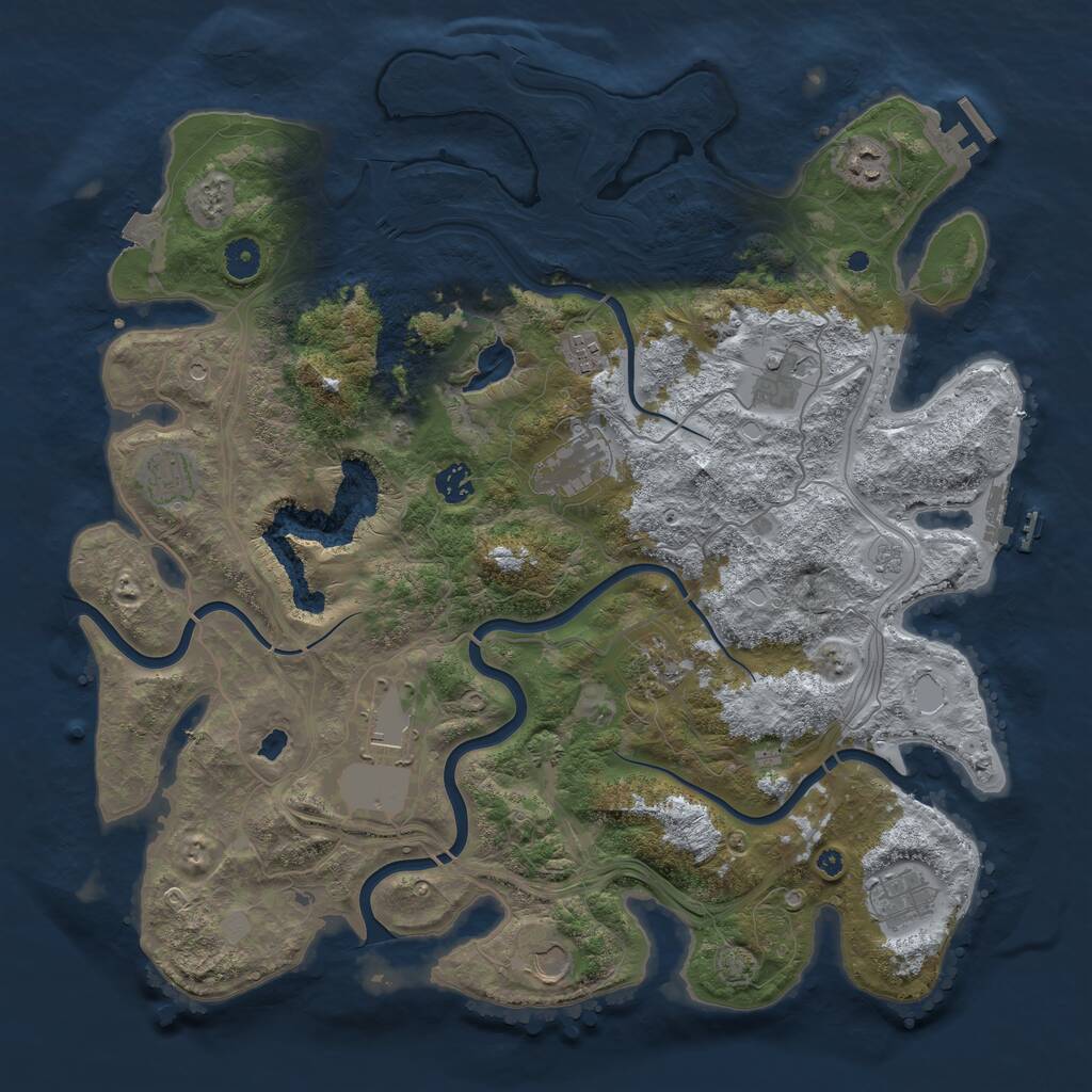 Rust Map: Procedural Map, Size: 4250, Seed: 1305997136, 16 Monuments