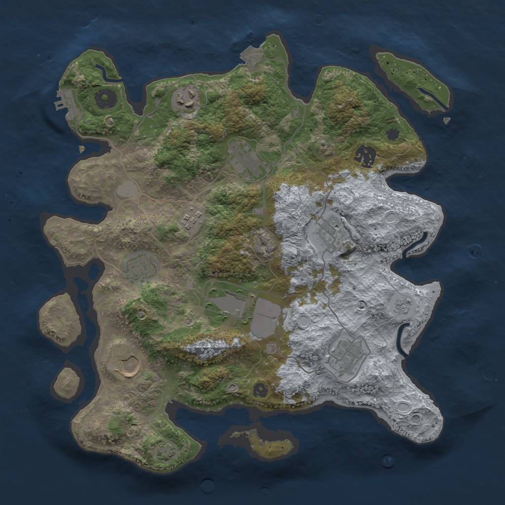 Rust Map: Procedural Map, Size: 3500, Seed: 1990982531, 15 Monuments