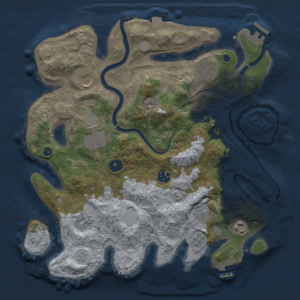 Rust Map: Procedural Map, Size: 3500, Seed: 445687951, 14 Monuments